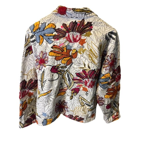 Chico's Garden Bloom Roadster Embroidered Denim Jacket Sz XL - Picture 2 of 12